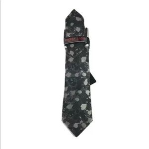 Steven Land Men's Tie & 2 Pocket Squares Black Charcoal Gray Hi-Density 3.25"